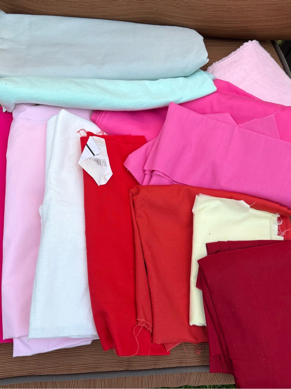 Assorted Fabric Bundle - Pink, Red, White, Mint, Cream